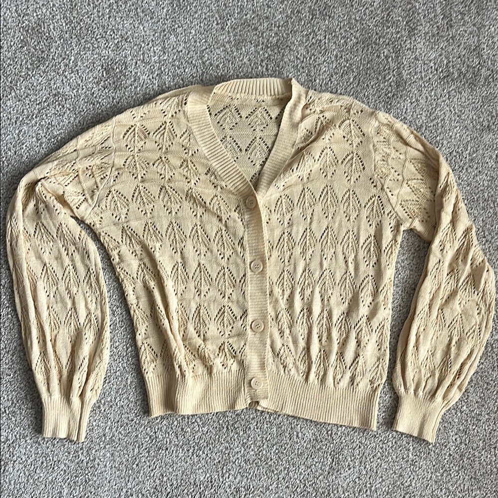 Cream Cable Knit Cardigan Sweater